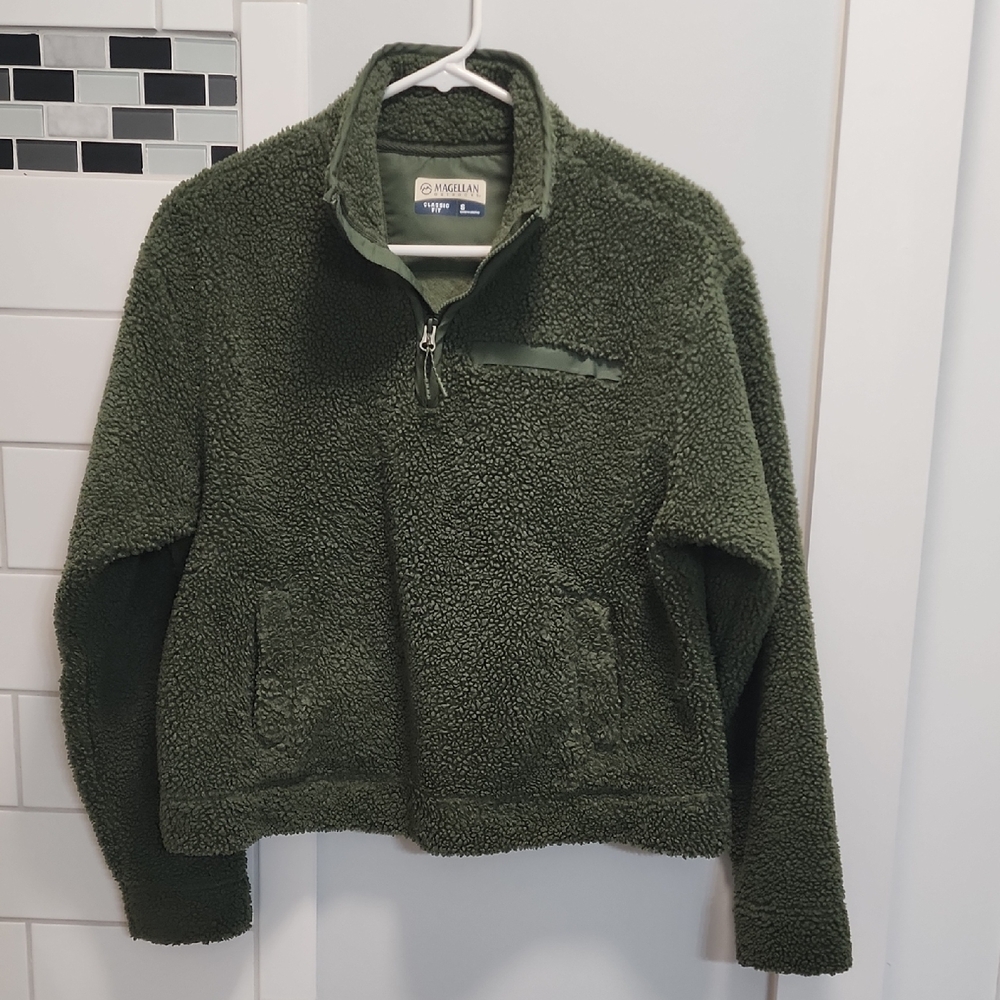 Magellan Outdoors Olive Green Teddy Fleece Jacket